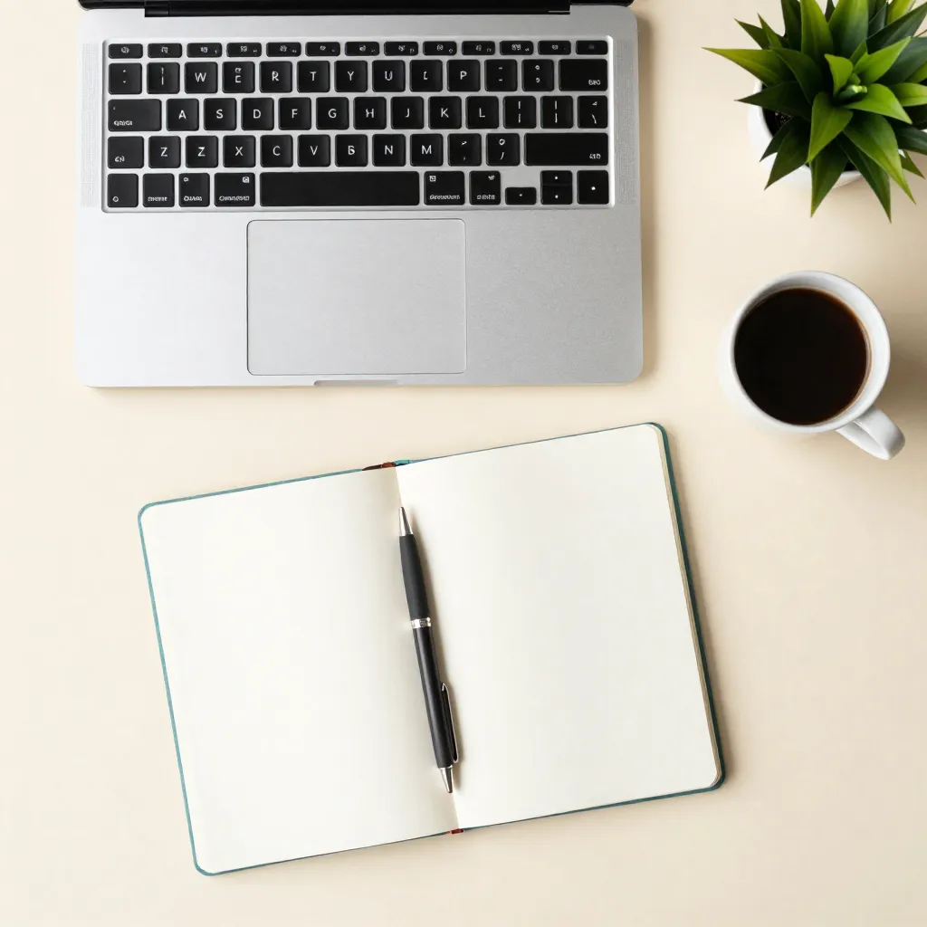 JotOwl planner pages laid out on a desk with a pen and coffee